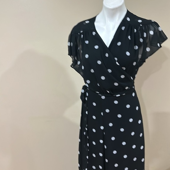 Eva Mendes Black and White Wrap Maxi Dress - Picture 2 of 7